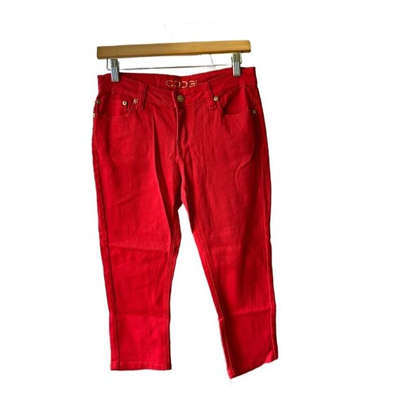 Coogi Red Capri Jeans Jeweled Backside Size 5/6 - Picture 1 of 6